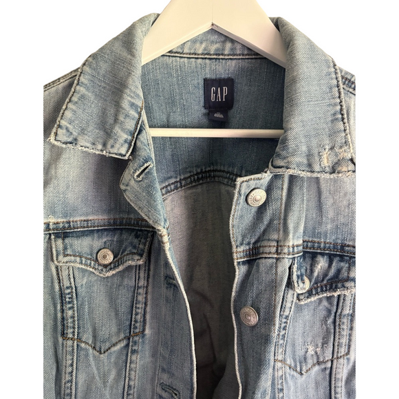 Vintage Distressed GAP Blue Jean Jacket Classic Denim Style - Picture 6 of 9